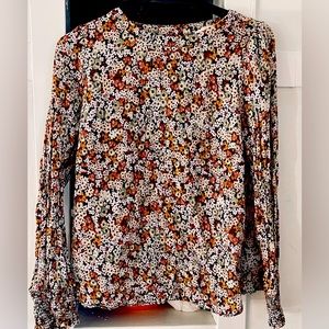 Loft Crinkle Floral Blouse Size M